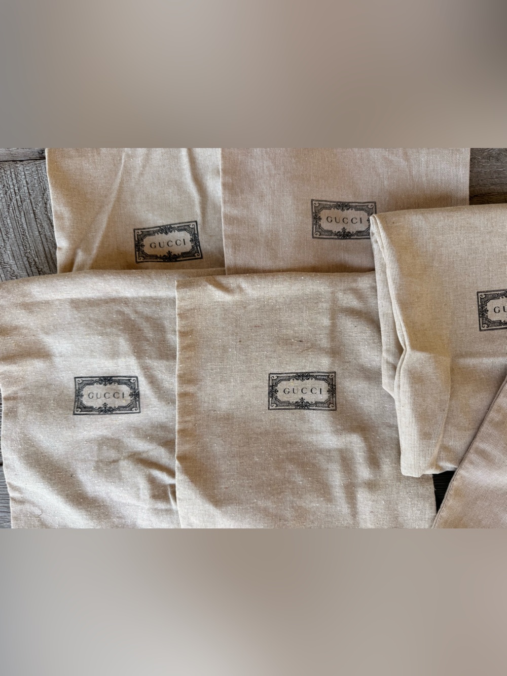 Gucci Beige Canvas Dust Bag Lot with Logo (qty 6) - Picture 4 of 5